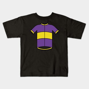 Purple & Yellow Cycling Jersey Pattern Kids T-Shirt